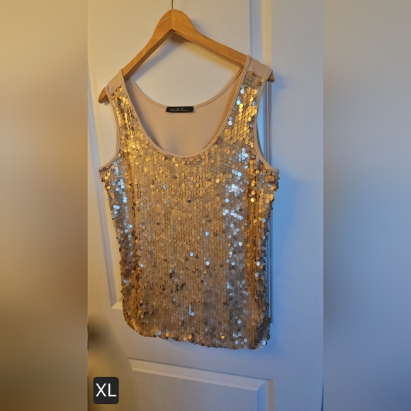 Sequins! ✨️XL vintage 00s Gold tank with shimmer and shake ✨️ - Picture 7 of 7